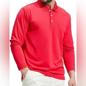 MIER Men's Long Sleeve Polo Shrt Quick Dry Collared Work Golf Hiking Casual (M)